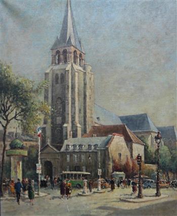 French School Place St Germain des Pres, Paris, 22 x 18in.